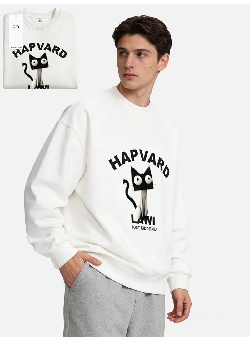 Alo Yoga Alo Lawi Cat Graphic Crewneck Sweatshirt in Off-White - Image 4